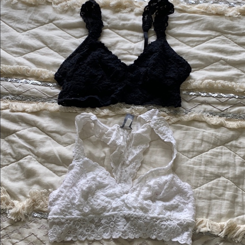 Aerie Black and White Bralettes